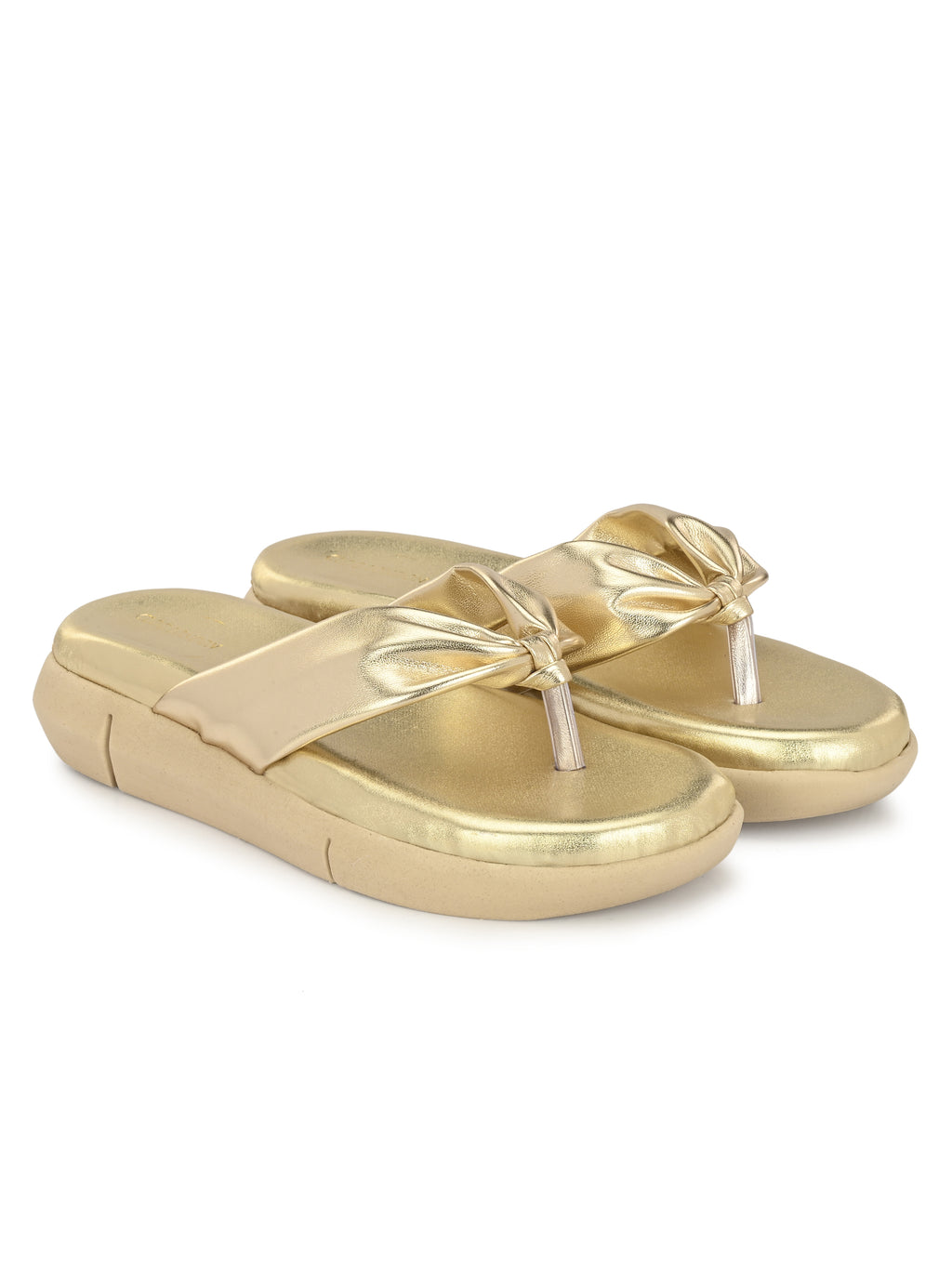 Women Gold Comfortable Flats Sandals