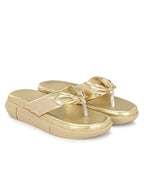 Women Gold Comfortable Flats Sandals
