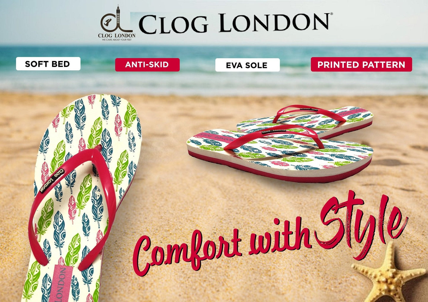 Printed Flip Flops CLOG LONDON