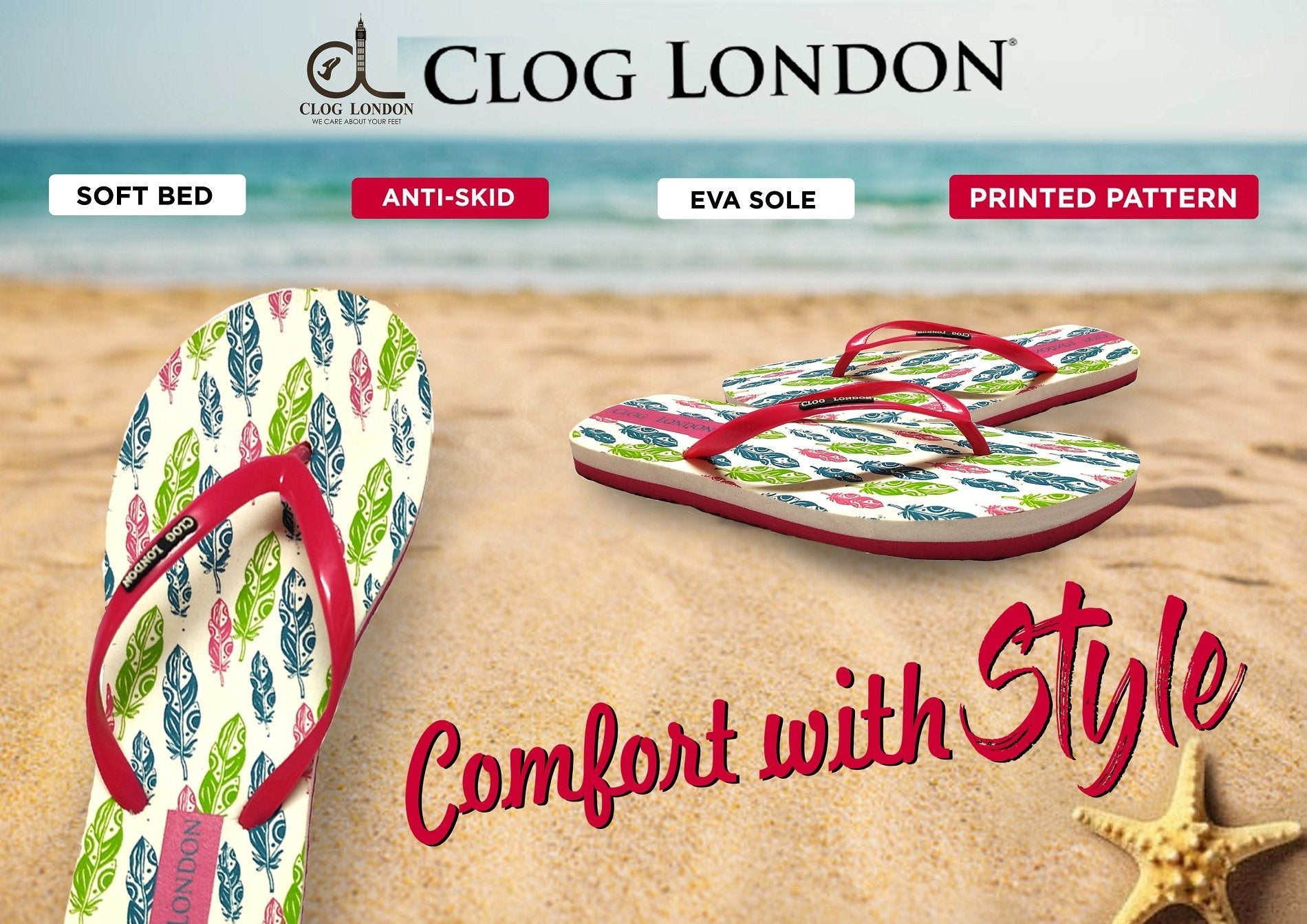 Printed Flip Flops CLOG LONDON