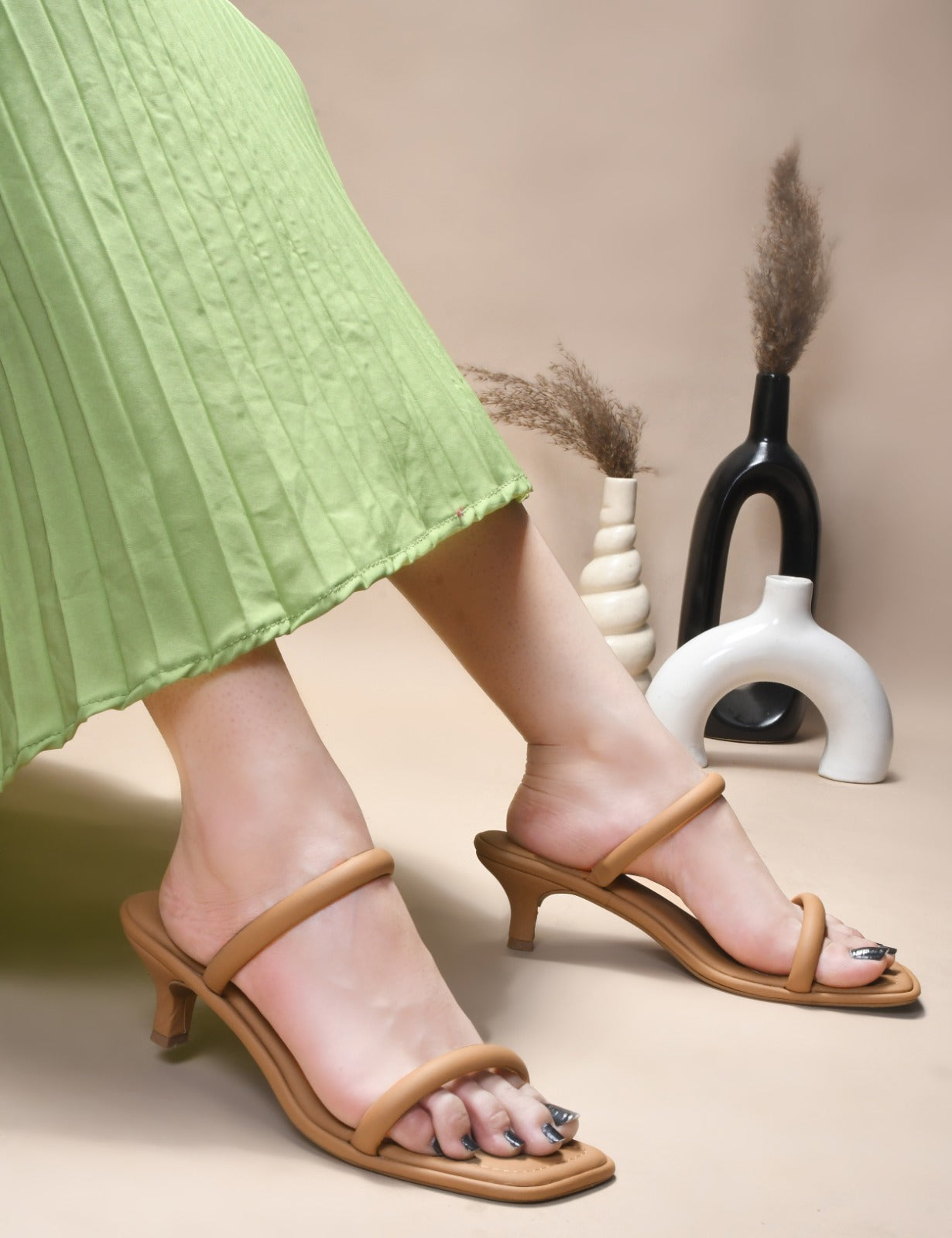 Women Casual Slip Heels Beige