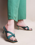 Women Green Casual Kitten Heels