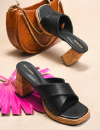 Womens Block Peep Toe Heels