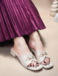 Women Casual Slip-On Block Heels Cream