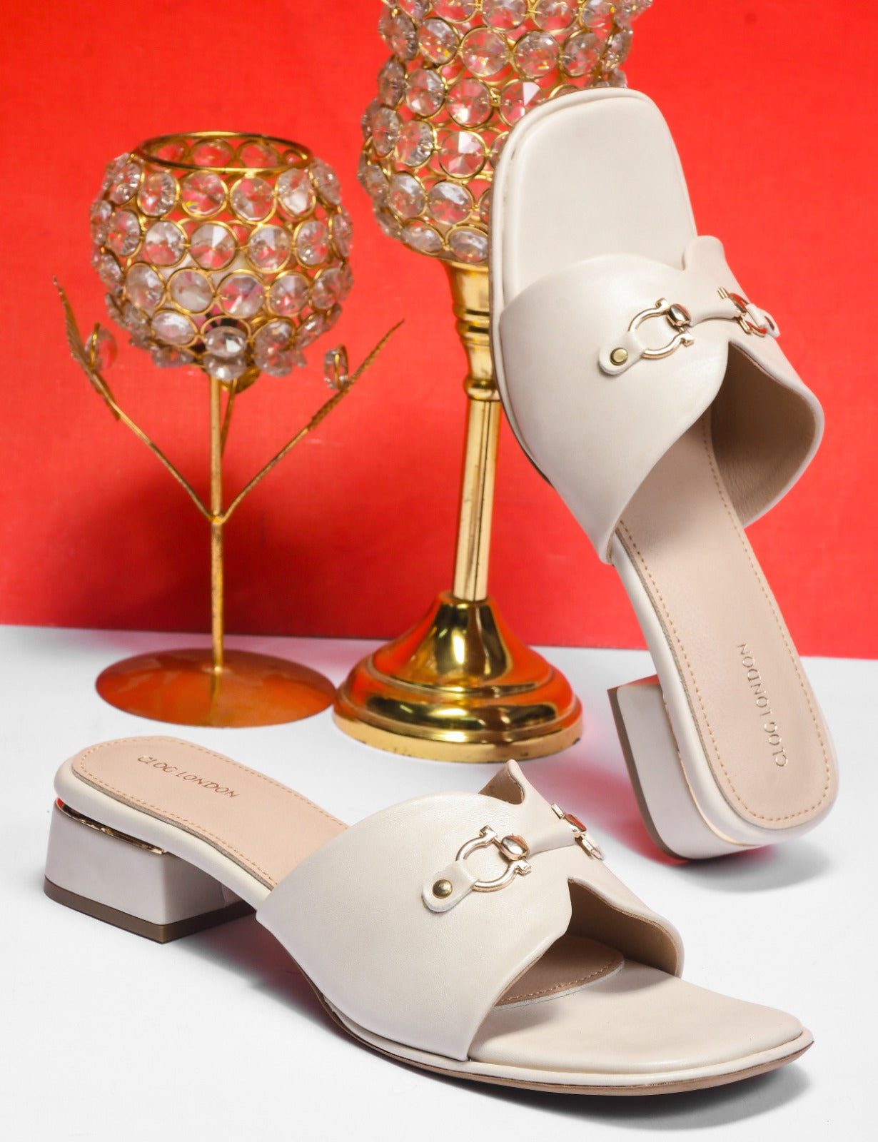 Women Casual Slip-On Block Heels Cream
