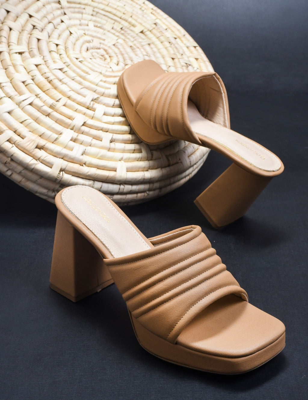 Womens Block Slip-On Heels