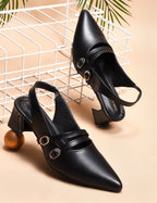 Women Beige Pumps Heeled Sandal with Adjustable Ankle Strap