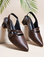 Women Beige Pumps Heeled Sandal with Adjustable Ankle Strap
