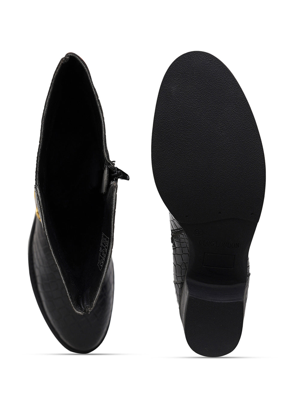 Women Black Printed Long Boots