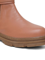 Women Blue Zip Leather Boots