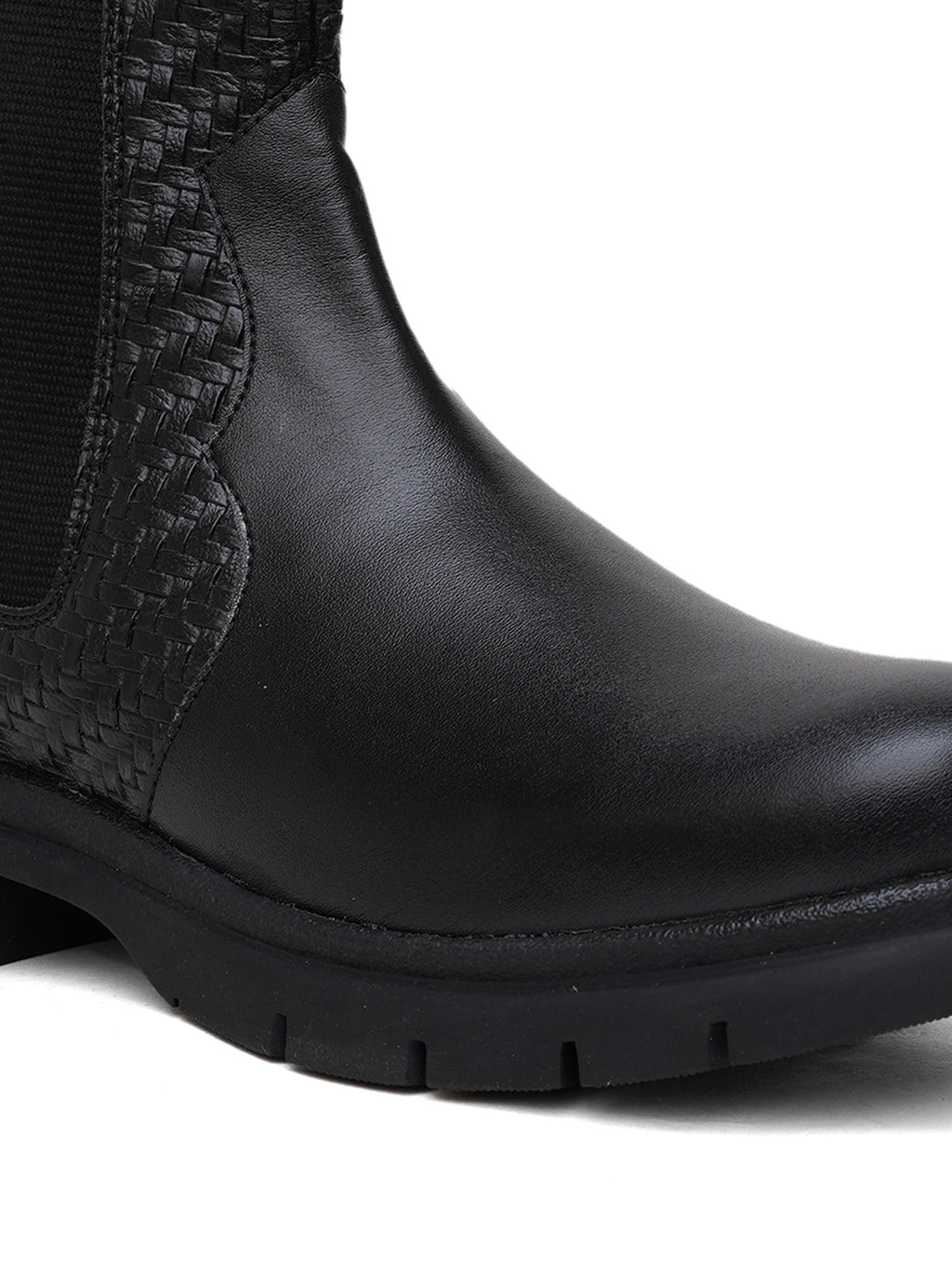 Women Black Textured and Zip Boots
