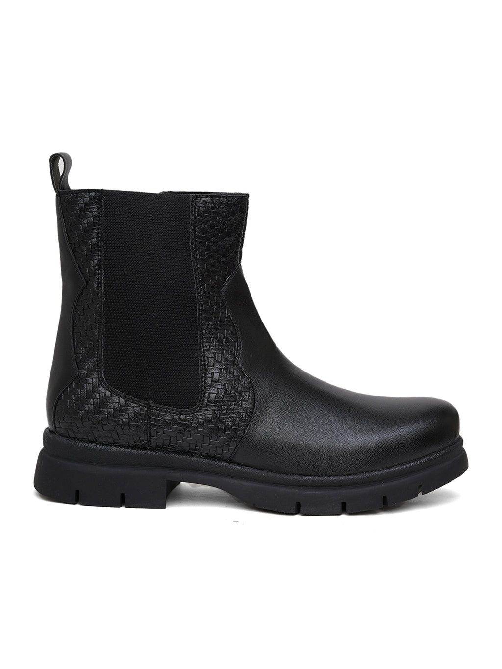 Women Black Textured and Zip Boots