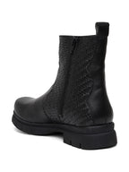 Women Black Textured and Zip Boots