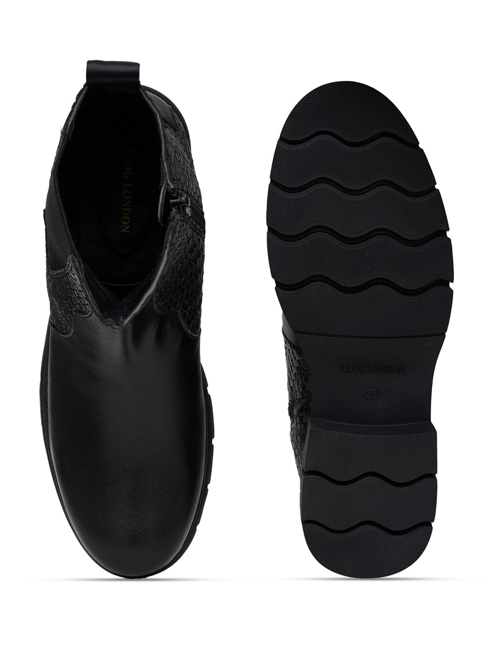 Women Black Textured and Zip Boots