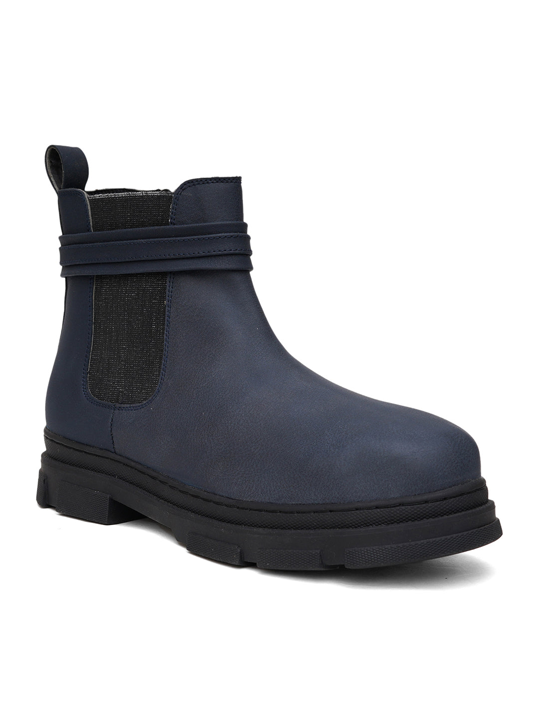 Women Blue Zip Leather Boots