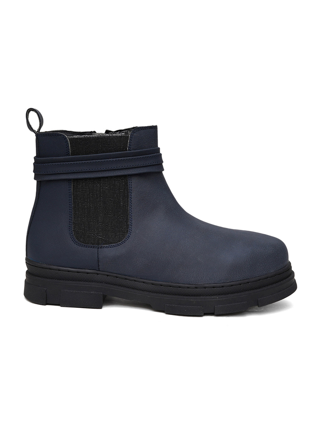 Women Blue Zip Leather Boots