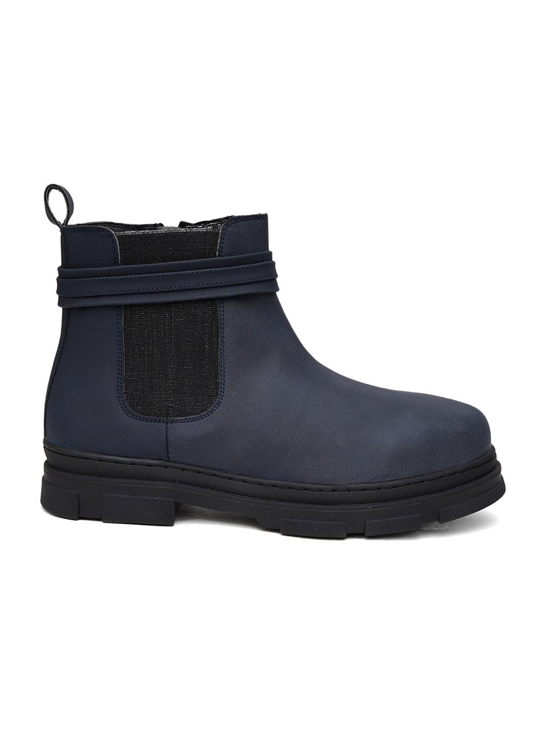 Women Blue Zip Leather Boots