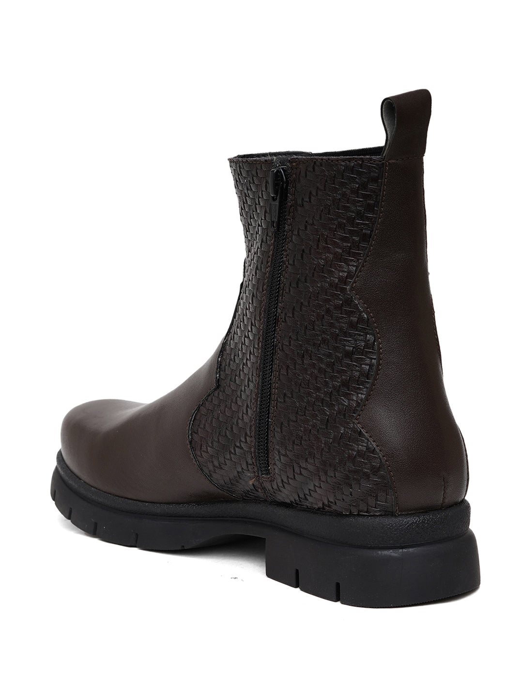 Women Black Textured and Zip Boots