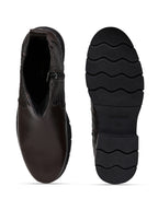 Women Black Textured and Zip Boots